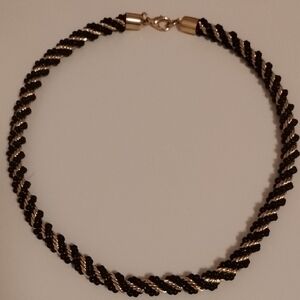 Vintage Black and Gold Twisted Rope Necklace